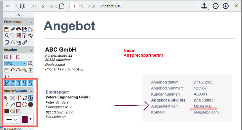 Anmerkungsfunktionen in DocuWare